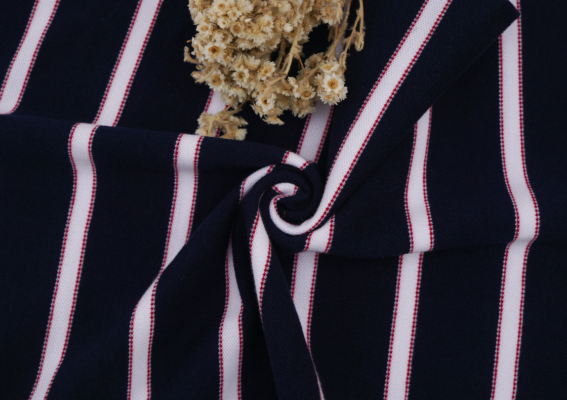 透気し 快適で 脆くて 耐磨性のある ストライプ付き ニット ポーロシャツ