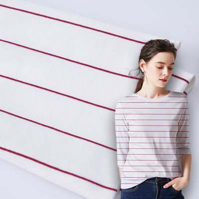 良い価格 Ecoの友好的な綿の連結の生地しまのある225gsm Lycraの肋骨の質 オンライン