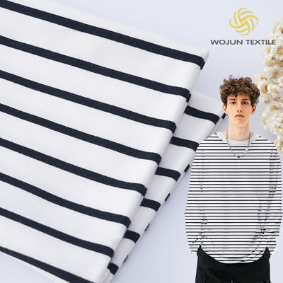 良い価格 トイール編み有機テリー布 40S リクラ綿条紋布 オンライン