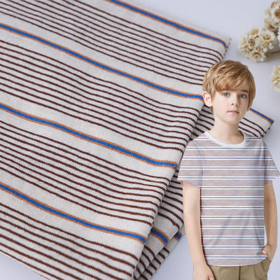 良い価格 耐久 綿 麻 汗 吸収 ストライプ 素材 織物 Tシャツ オンライン