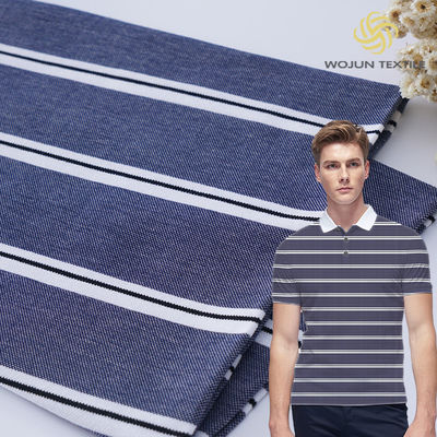 自然な感じと良い質感 ポロシャツのための快適なストライプ編み布