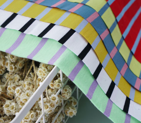 良い価格 柔らかくて透ける 質感が良い 純綿のTシャツ用 ストライプ編み物 オンライン