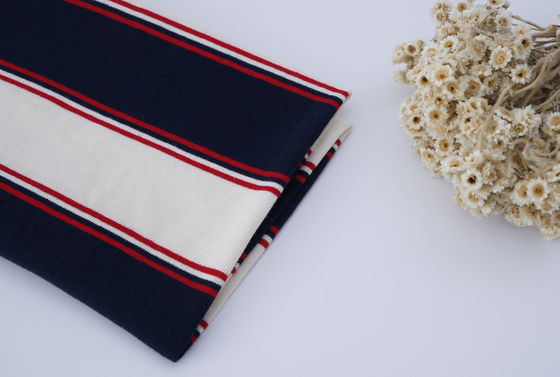 良い価格 透ける脆くて快適で 肌に優しい ストライプ付き ニット布 ポロシャツ オンライン