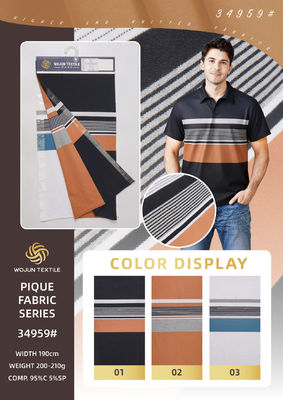 良い価格 通気性があり、健康的で、高い色堅牢度を持つ、ポロシャツ用ストライプニット生地 オンライン