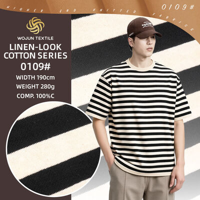 良い価格 Dry-Touchシリーズ: 100% コットン リネン 感触 ストライプ 編み物 オンライン